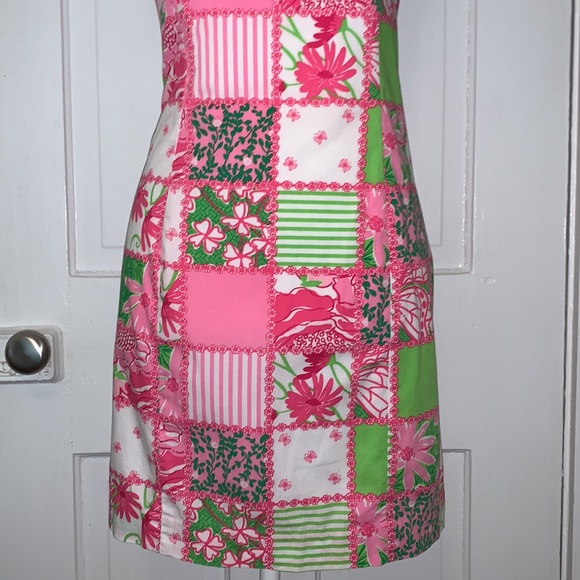 LILLY PULITZER FLORAL BUTTERFLY STRIPE PRINT STRAPLESS SHEATH DRESS - Picture 4 of 16
